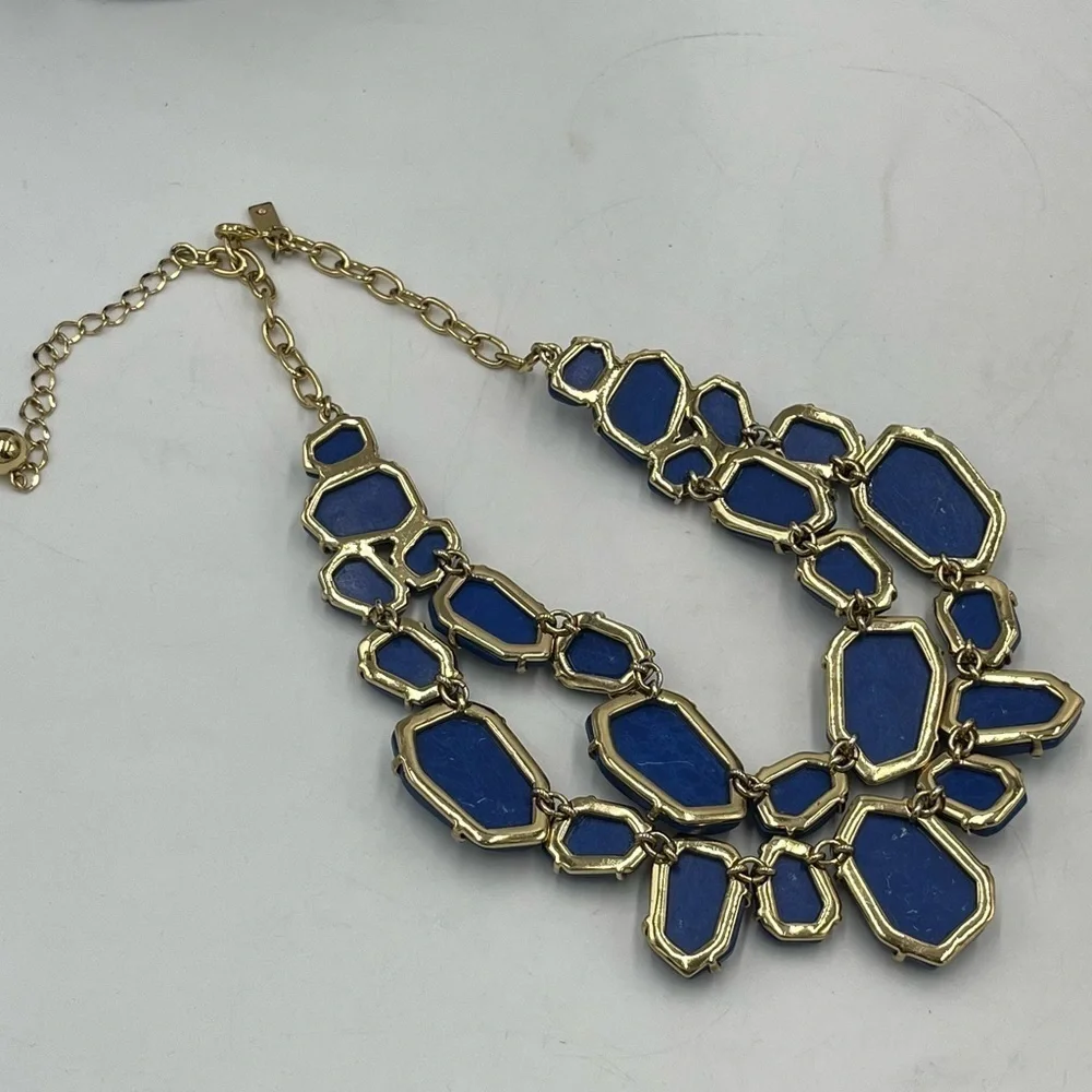 Kate Spade Blue Lapis Lazuli‎ Quarry Gems Double Statement Gold Plated Necklace